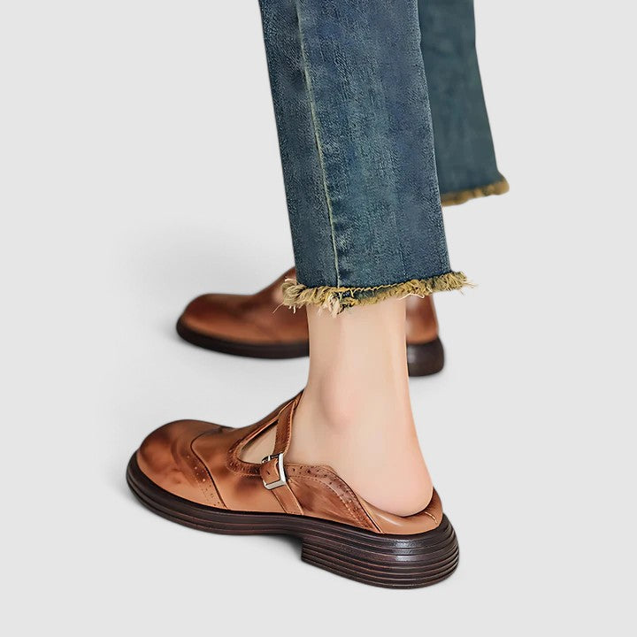 Emily | Classic Women’s Leather T-Strap Shoes